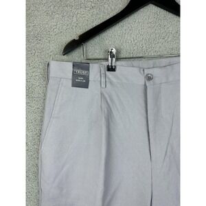 Trust Dress Pants Mens 38x34 Silver Linen Rayon Pleated Trousers Zip Fly Preppy